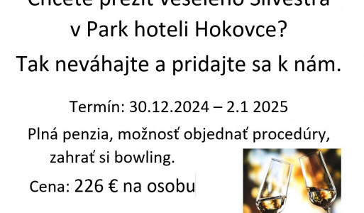 Silvester 2024 v Hokovciach. Pozvánka na veselého Silvestra bez ohľadu na to, či ste členom JDS alebo SZTP.  Zahlásiť sa môžete na telefóne 0915 896 586 alebo mailom na mestykov@zoznam.sk alebo cez FB. Tešíme sa na vás.